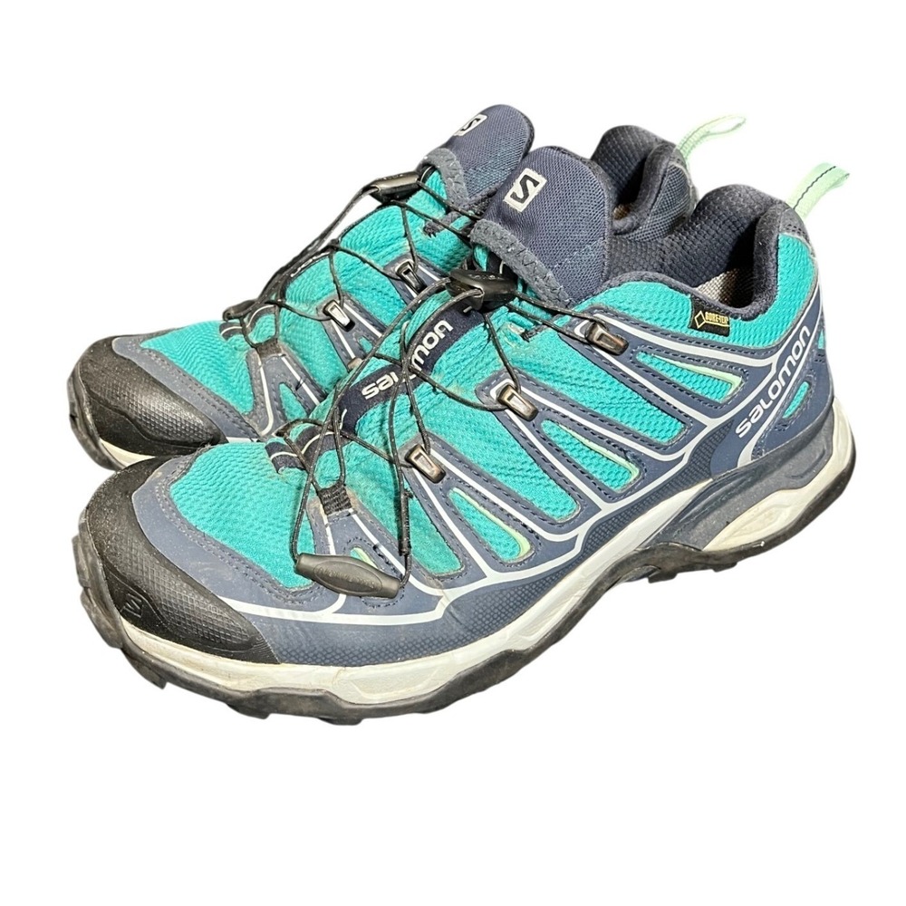 Salomon X Ultra Gore-Tex Hiking Shoes Womens 8.5 Teal Blue Waterproof Trail